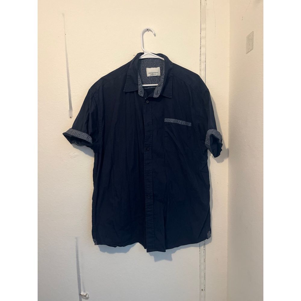 Men's paper denim and cloth button down